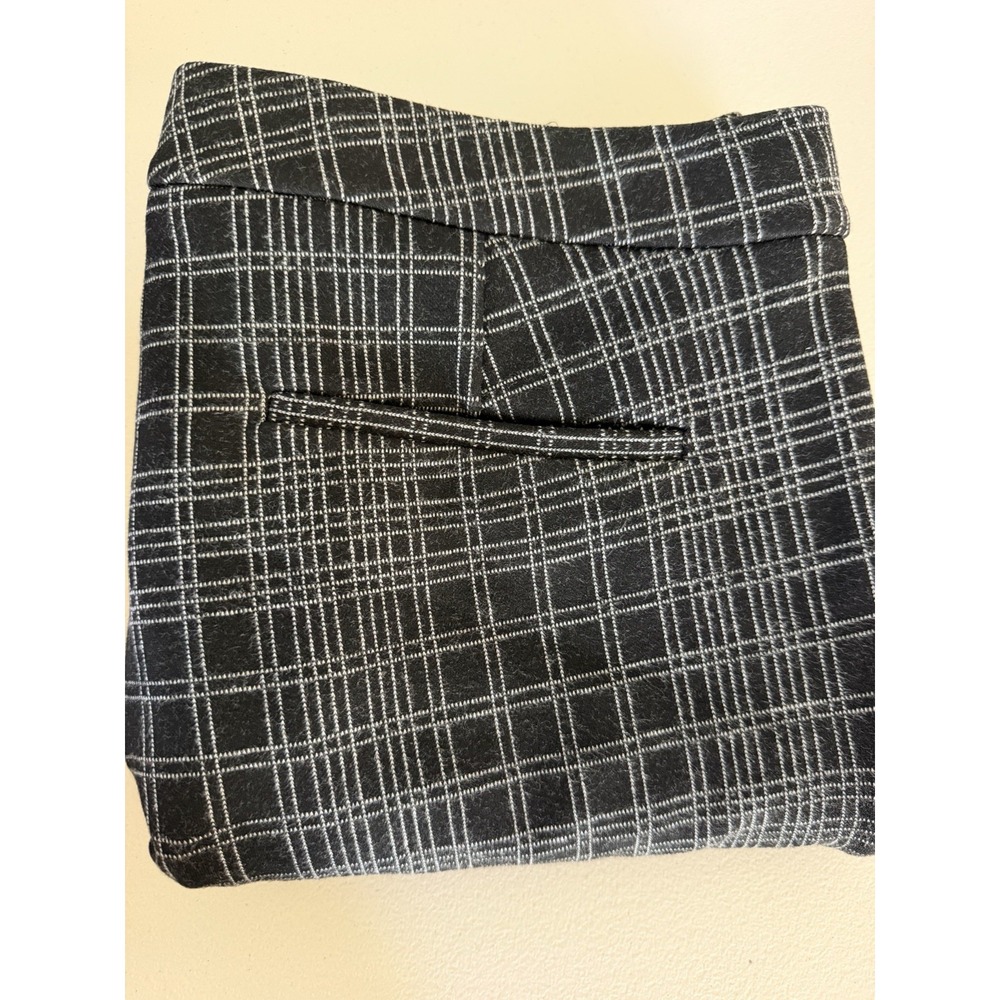 Theory Testra 2B Plaid Black Multi Structured Knit Pattern Pants Trousers Size 8